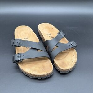 BIRKENSTOCK Black Yao Balance Sandals Slides Patent Leather Black Women's Size 7